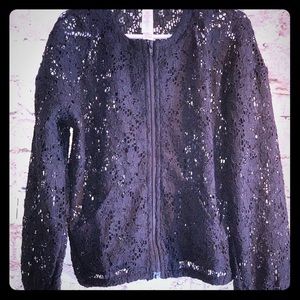 NWT. Kids black lace Monroe jacket with zipper.
